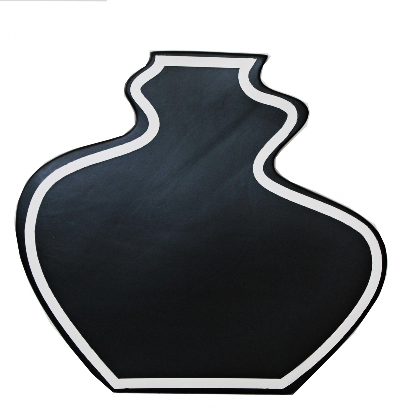 Schwarze Vase mit weißem Rand, Twister, L