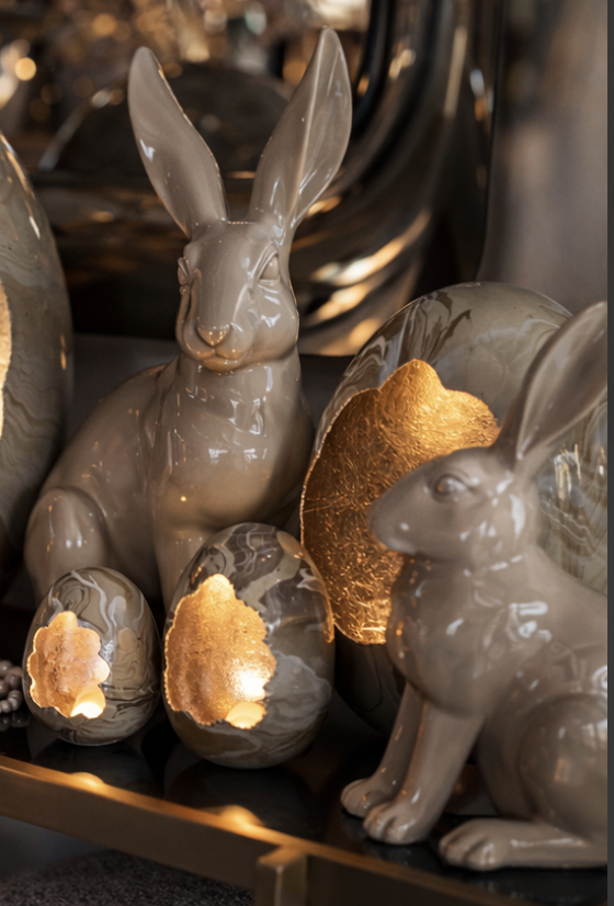 Osterhase, L, beige, gl�nzend