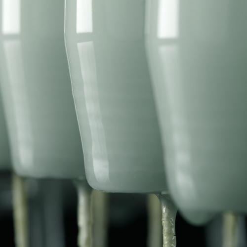 Spitzkerze, 32 cm, grey green, matt