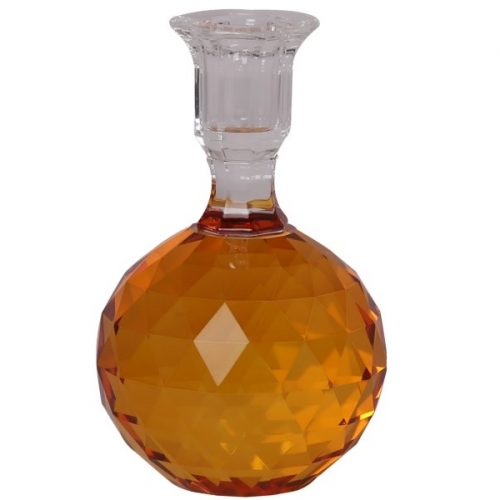 Kristallkerzenhalter mit Schliff, orange