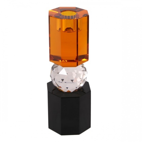 Kristallkerzenhalter, orange-schwarz